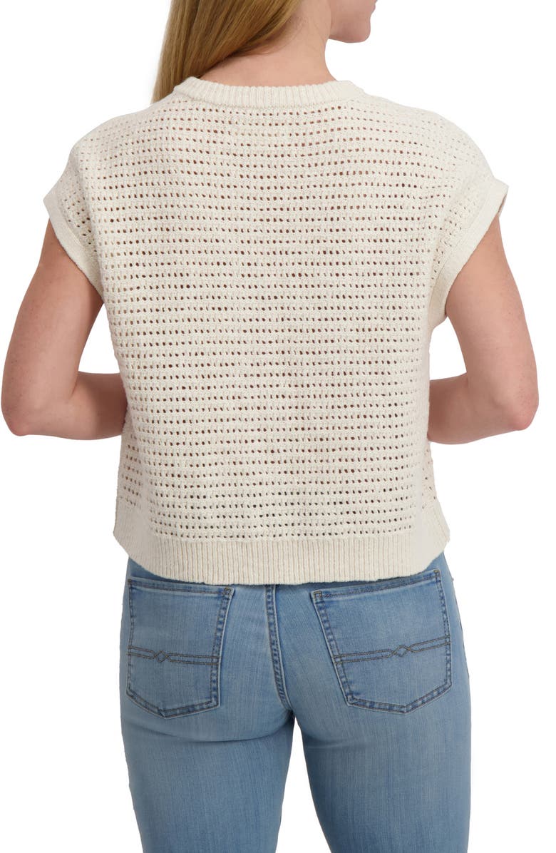 Lucky Brand Short Sleeve Cotton Cardigan, Alternate, color, Cannoli Cream