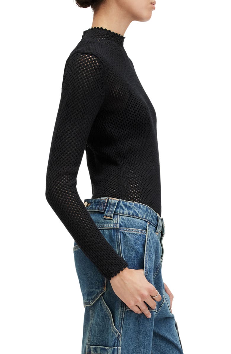 AllSaints Avril Open Stitch Sweater, Alternate, color, Black