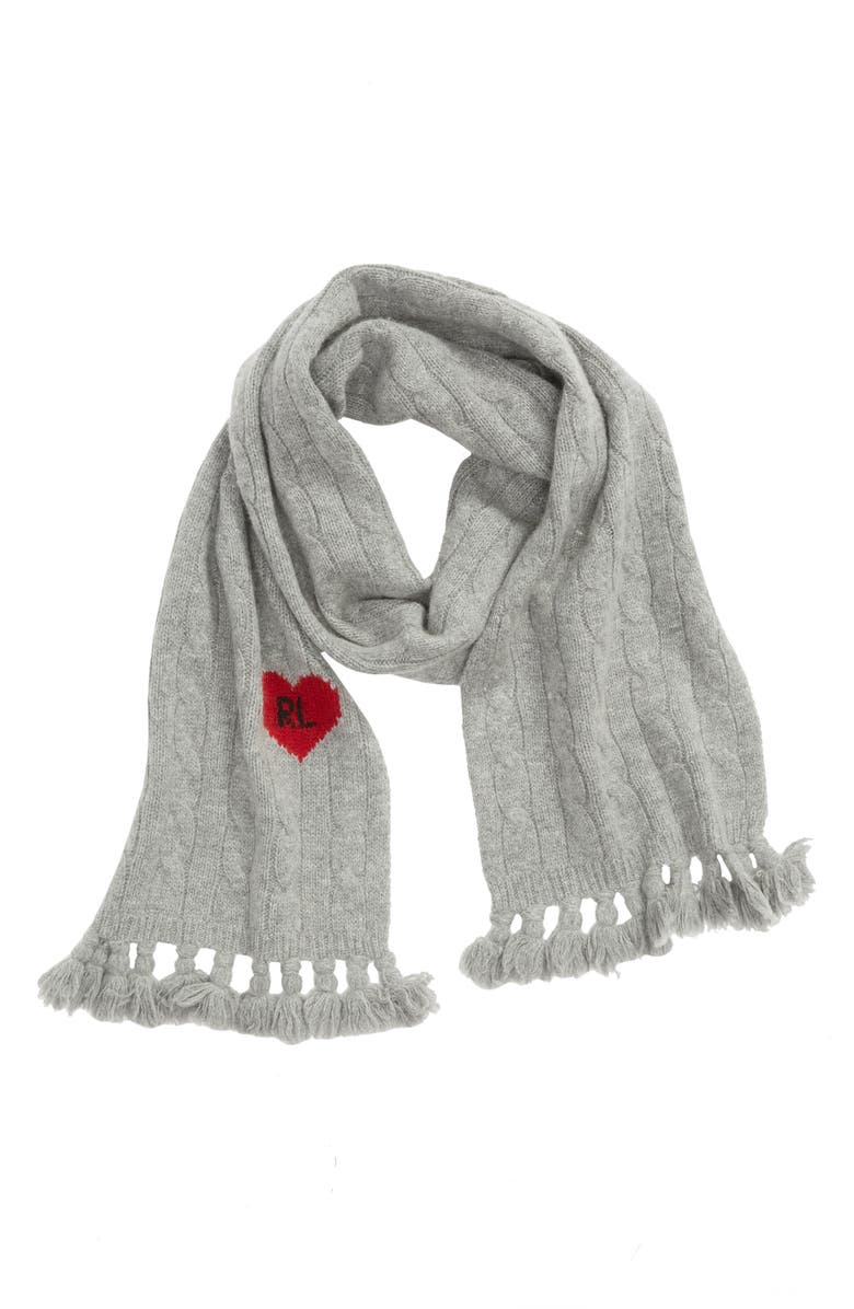 Polo Ralph Lauren Logo Heart Wool Blend Scarf, Alternate, color,