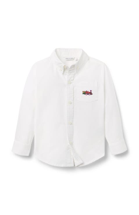 The Oxford Icon Embroidered Train Holiday Shirt (Infant)