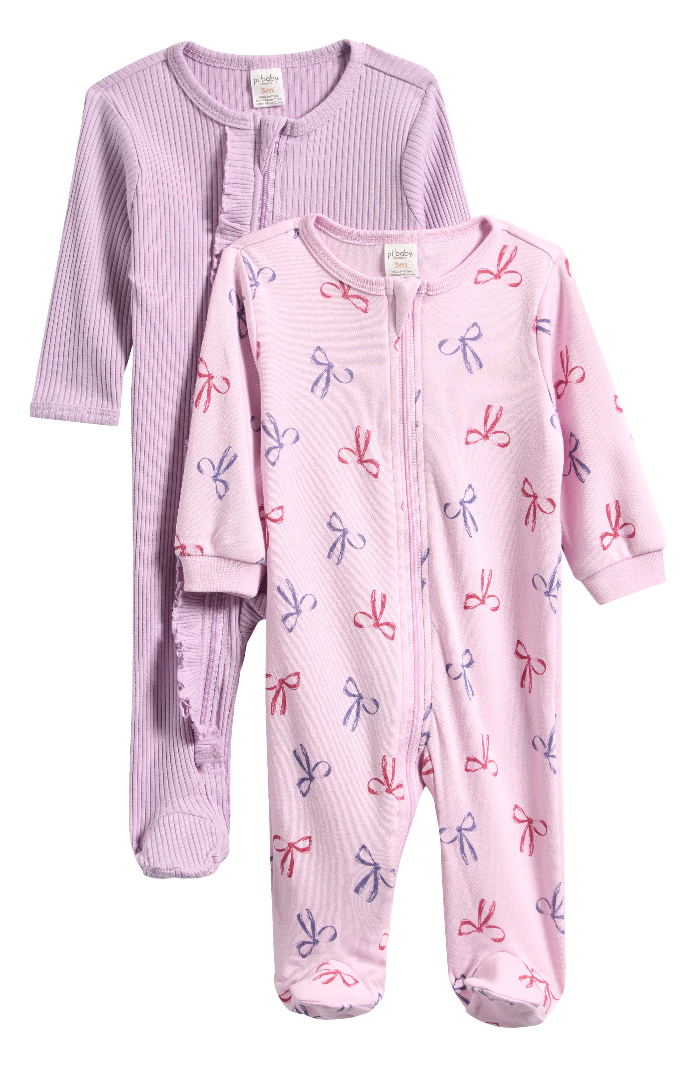 PL Baby by Petit Lem 2-Pack Assorted Ribbed Knit Footies