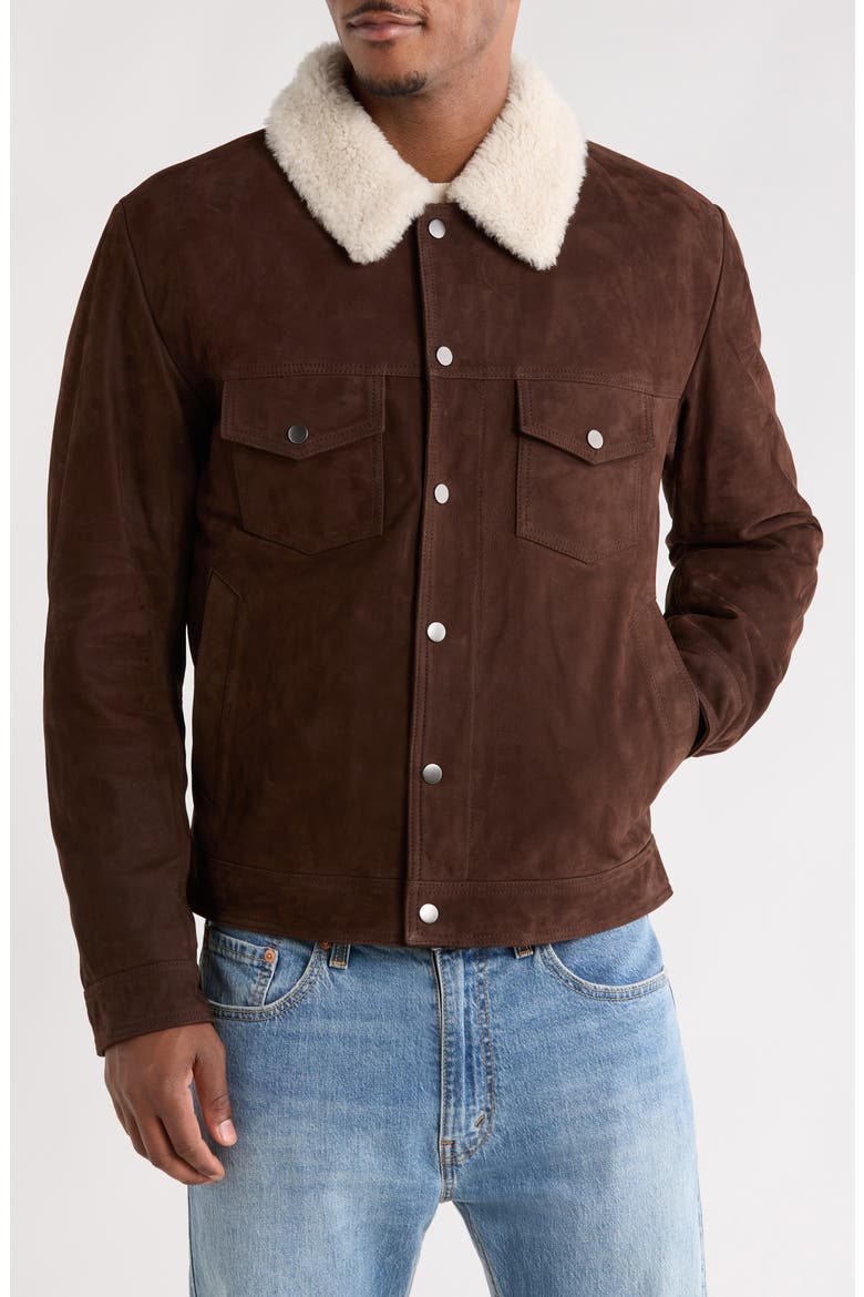 x Beckham Mordy Suede & Genuine Shearling Jacket, Alternate, color, OPEN BROWN