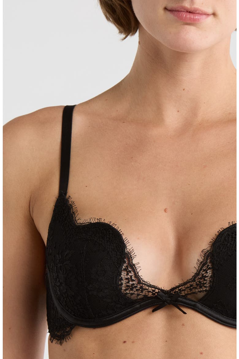 Frankie Underwire Lace Plunge Demi Bra, Alternate, color, BLACK