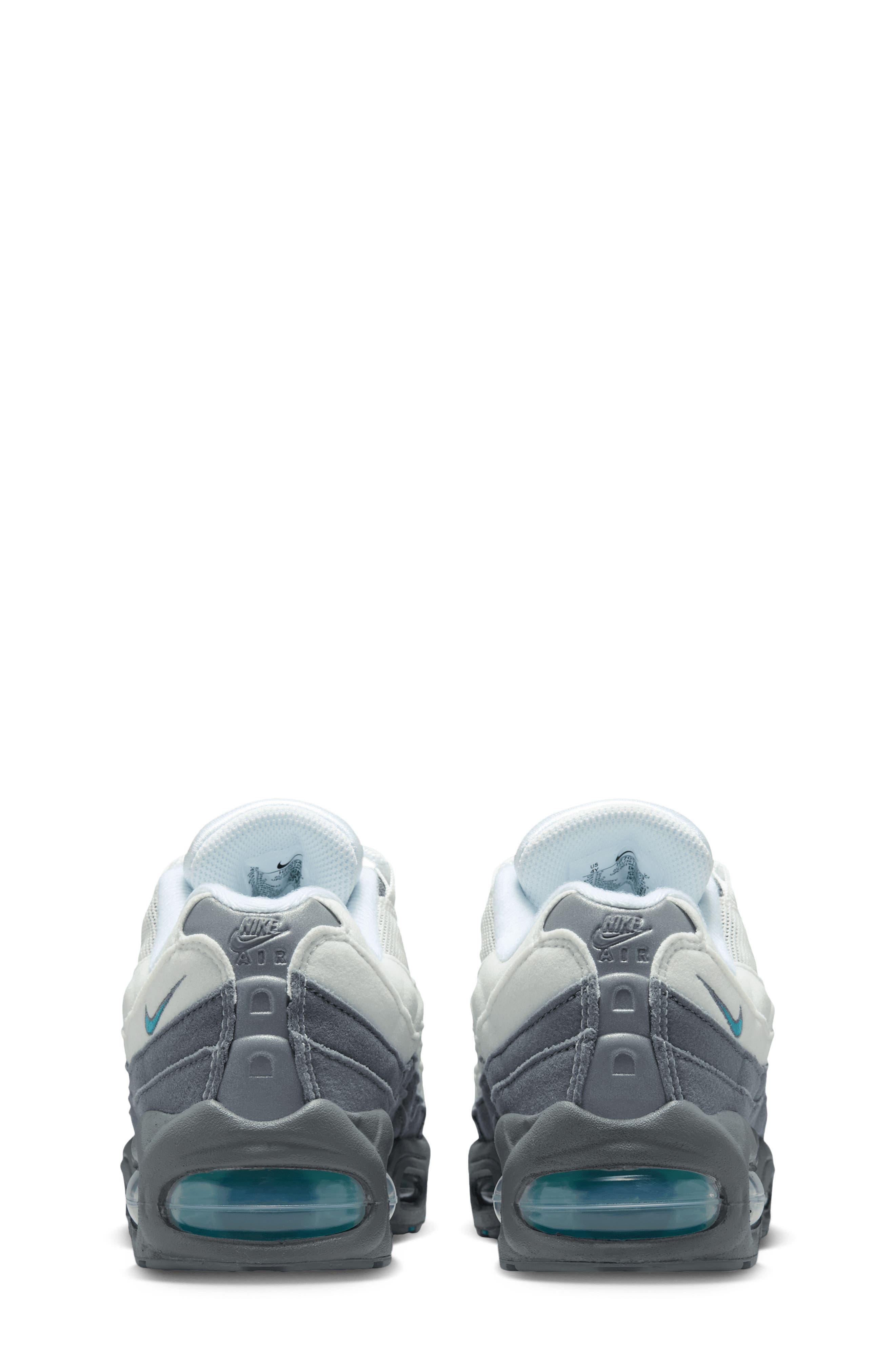 Kids' Air Max 95 Sneaker, Alternate, color, WHITE/GREY/SMOKE/CACTUS