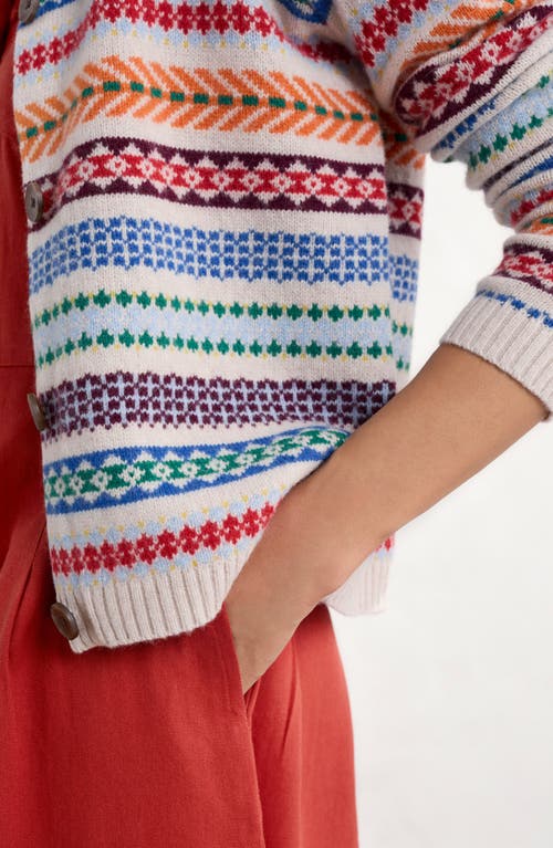 Seasalt Cornwall Percella Cove Fair Isle Merino Wool Blend Cardigan In Knit Abstraction Multi