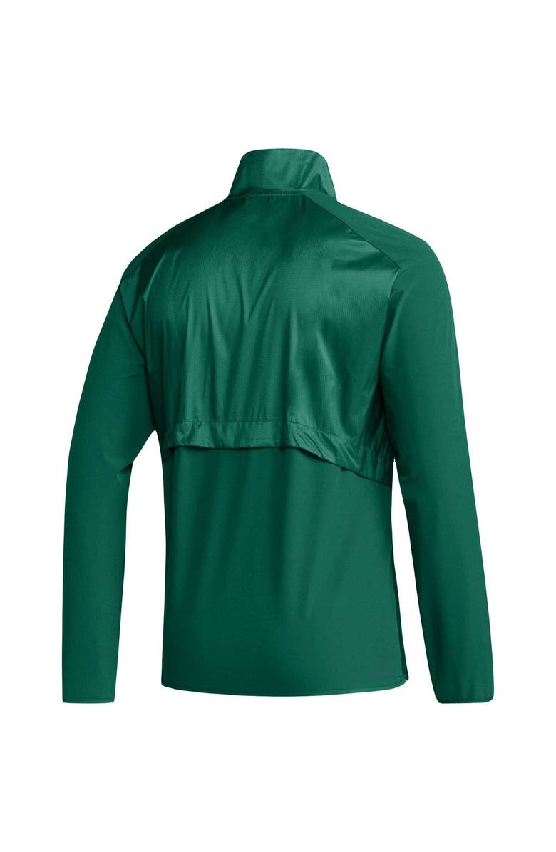 adidas Men's adidas Green Miami Hurricanes Sideline AEROREADY Raglan Sleeve Quarter-Zip Jacket, Alternate, color, Green