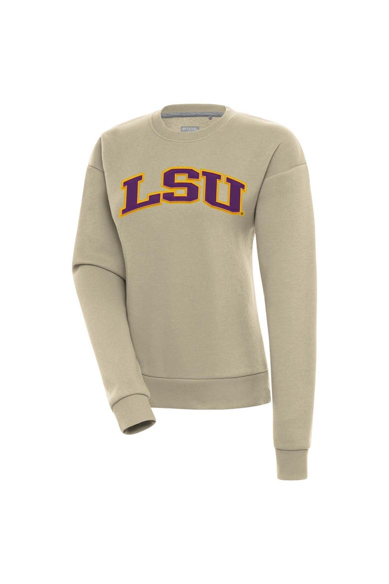 Women's Antigua  Khaki LSU Tigers Victory Pullover Sweatshirt, Main, color, Khaki