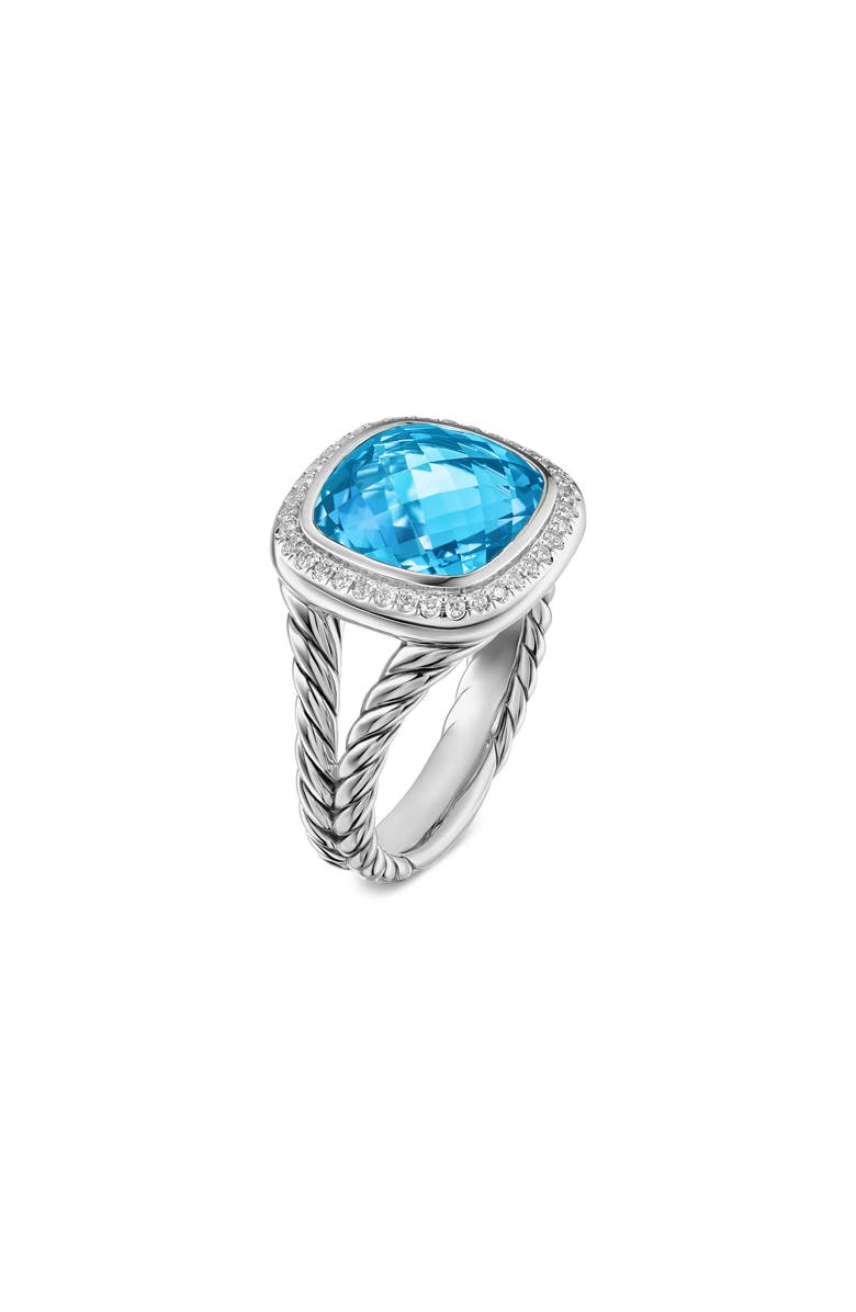 David Yurman Albion<sup>®</sup> Ring in Sterling Silver with Blue Topaz & Diamonds, 11mm, Alternate, color, Blue Topaz