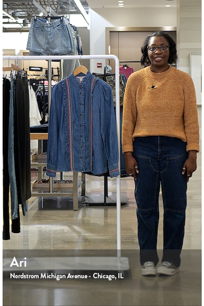 Isla Embroidered Stripe Denim Button-Up Shirt video