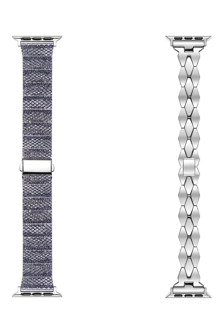 Ava Set of 2 Resin & Stainless Steel Watchbands, Alternate, color, SILVER