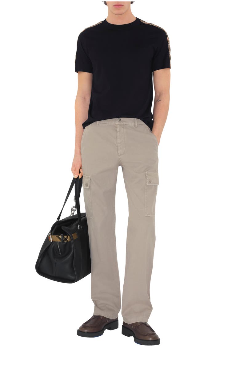 Burberry Check Trim Cotton T-shirt, Main, color, Black