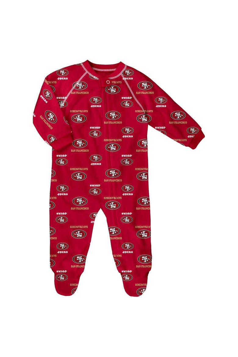 Infant Scarlet San Francisco 49ers Allover Print Raglan Full-Zip Jumper, Main, color, Scarlet