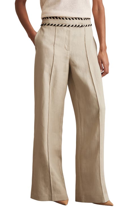Fawn Whipstitch Wide Leg Linen Pants