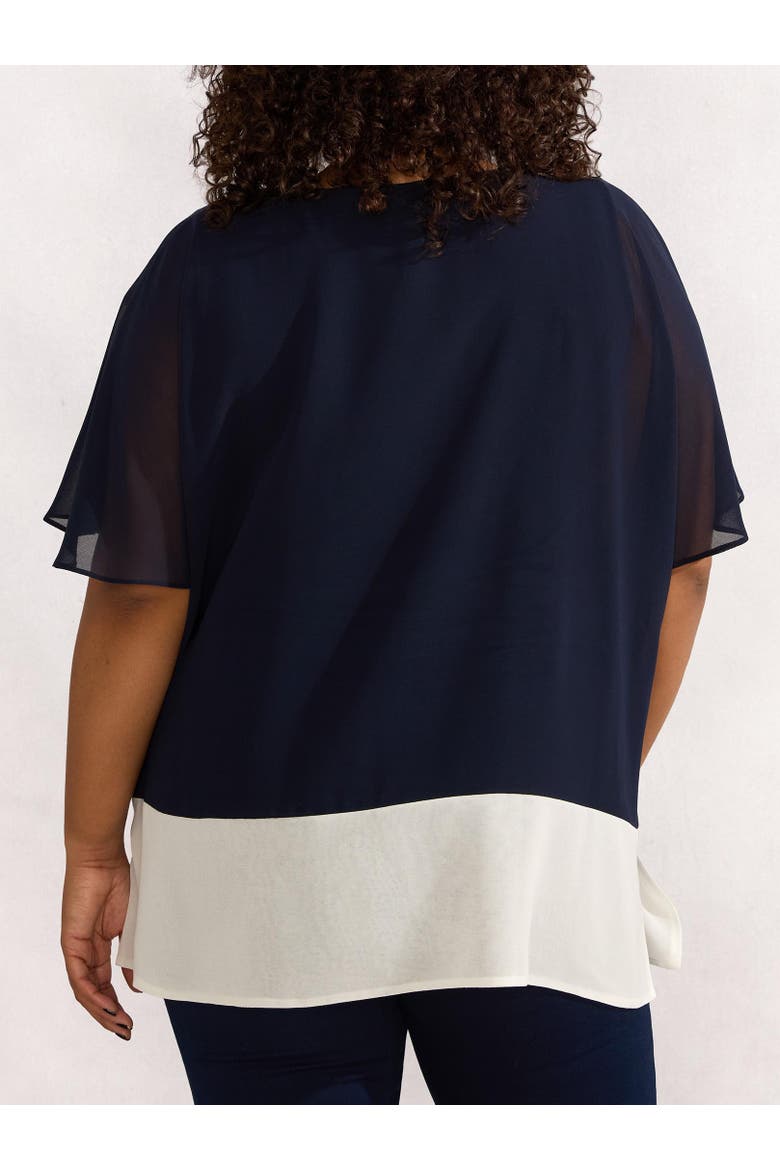 Colour Block Overlay T-Shirt, Alternate, color, Navy