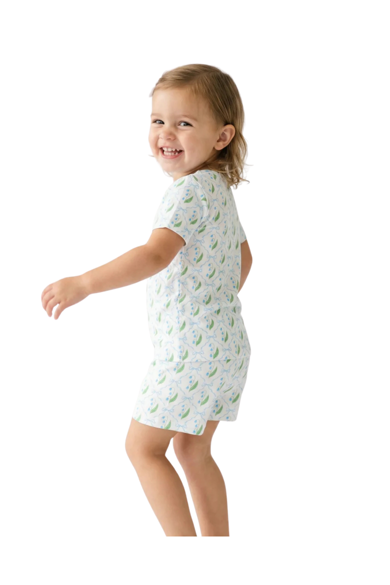 Short Sleeve and Shorts Buttery Soft Pajama Set, Alternate, color, Bluebell Bows