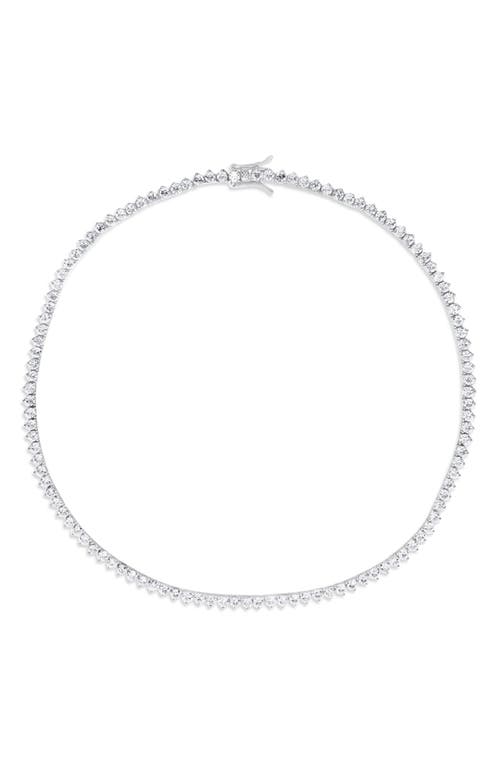 Shymi Three Prong Round Tennis Necklace In Silver