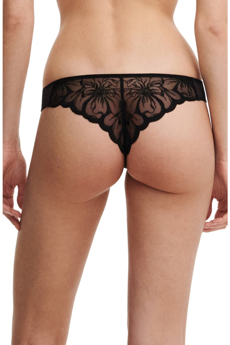 Fleurs Thong, Alternate, color, BLACK