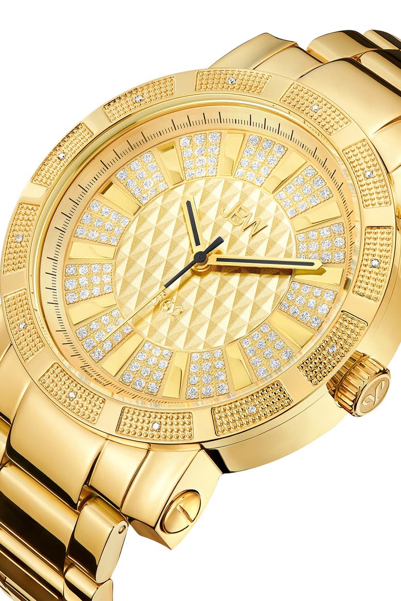 Men's "562" Rubber Diamond Bracelet Watch, 50mm - 0.12 ctw, Alternate, color, GOLD