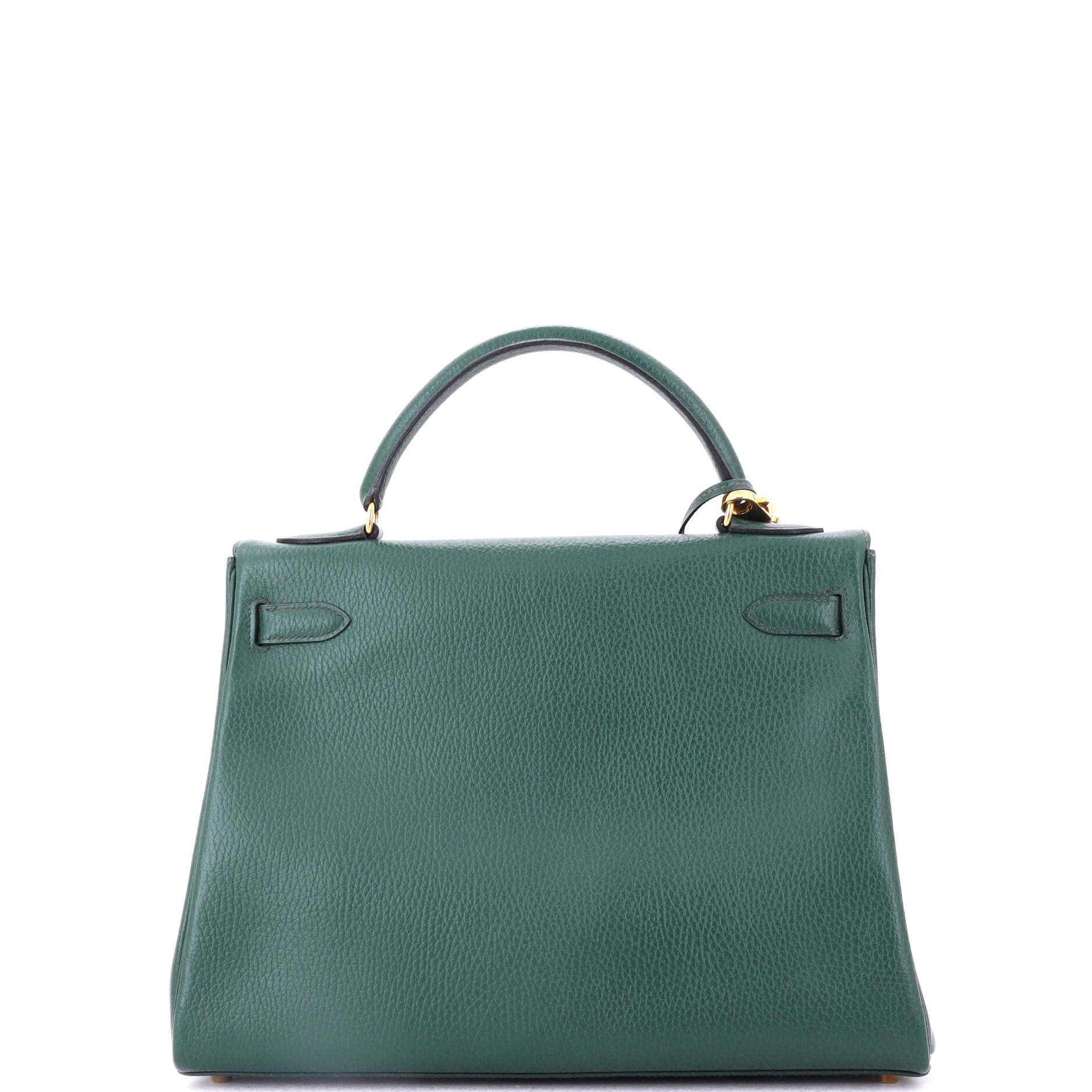Pre-Owned Hermes Kelly Handbag Green Ardennes with Gold Hardware 32, Alternate, color, Vert