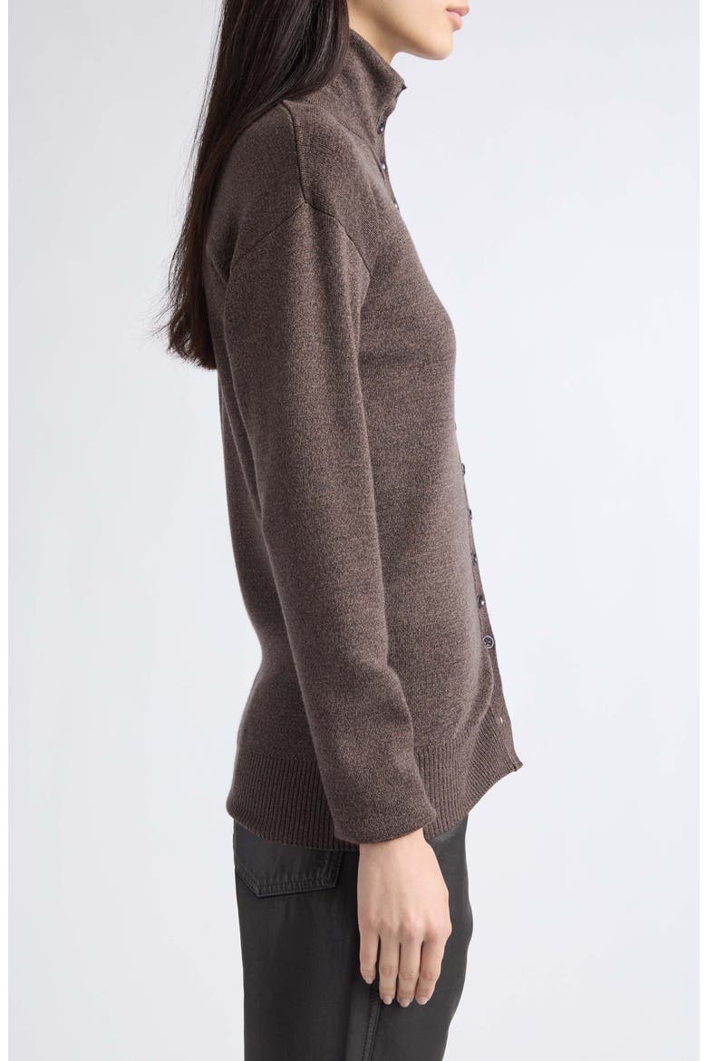 Merino Wool Mock Neck Cardigan, Alternate, color, ECORCE MELANGE