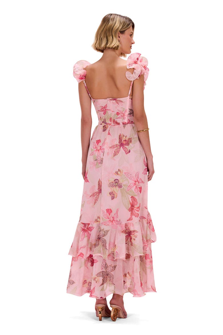 Orchid Bloom Chiffon Maxi Corset Dress, Alternate, color, ROSE