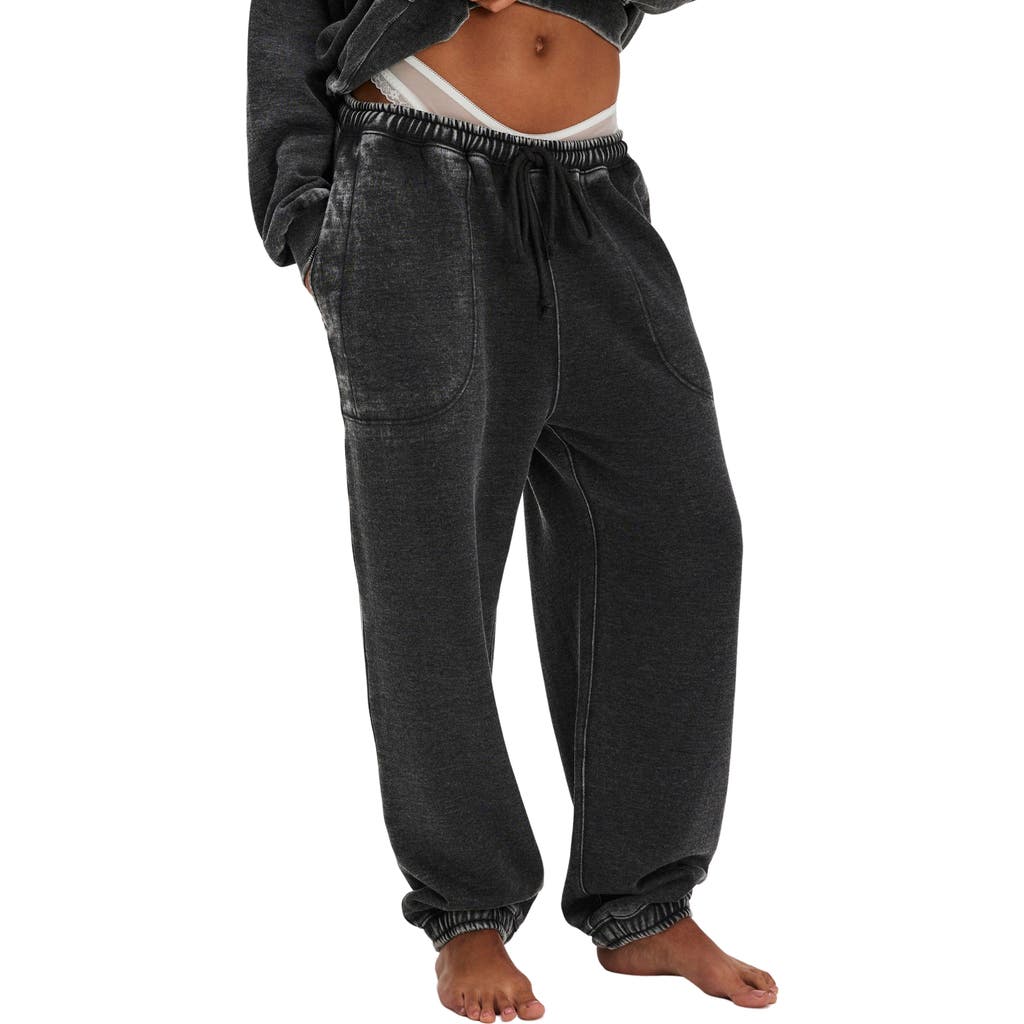 Free People Slow It Down Cotton Blend Joggers In Black