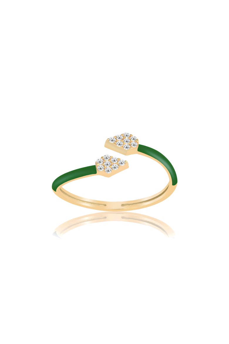 Pavé Crystal Enamel Bypass Ring, Main, color, GOLD/ GREEN