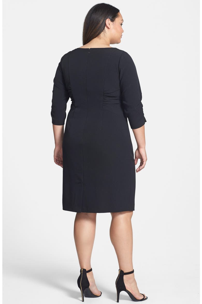 Side Ruched Crepe Sheath Dress, Alternate, color, BLACK