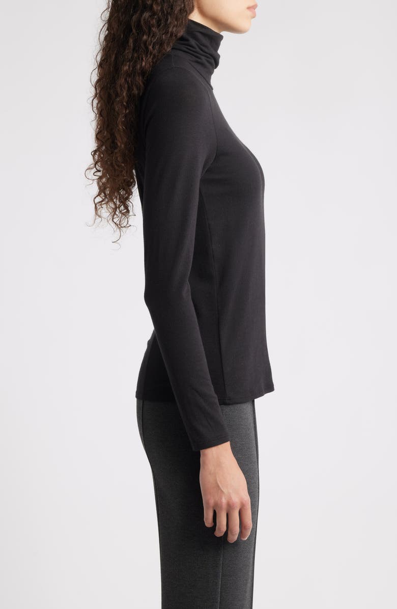 Eileen Fisher Turtleneck Stretch Organic Cotton Blend Top, Alternate, color, Black