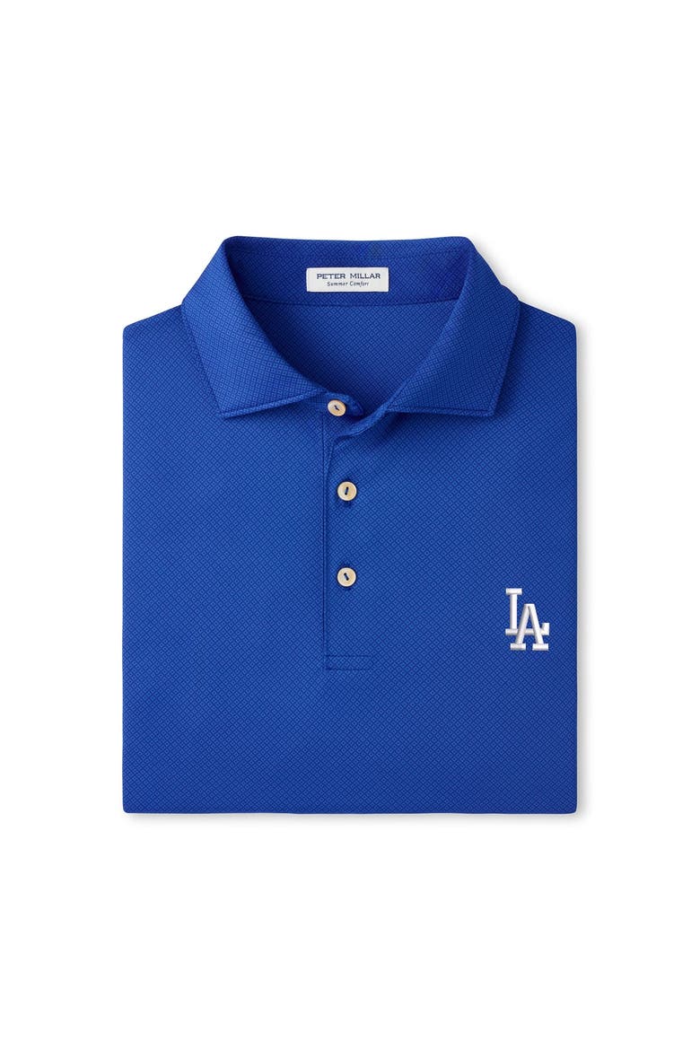 Men's Peter Millar Royal Los Angeles Dodgers Hugo Performance Jersey Polo, Main, color, Royal