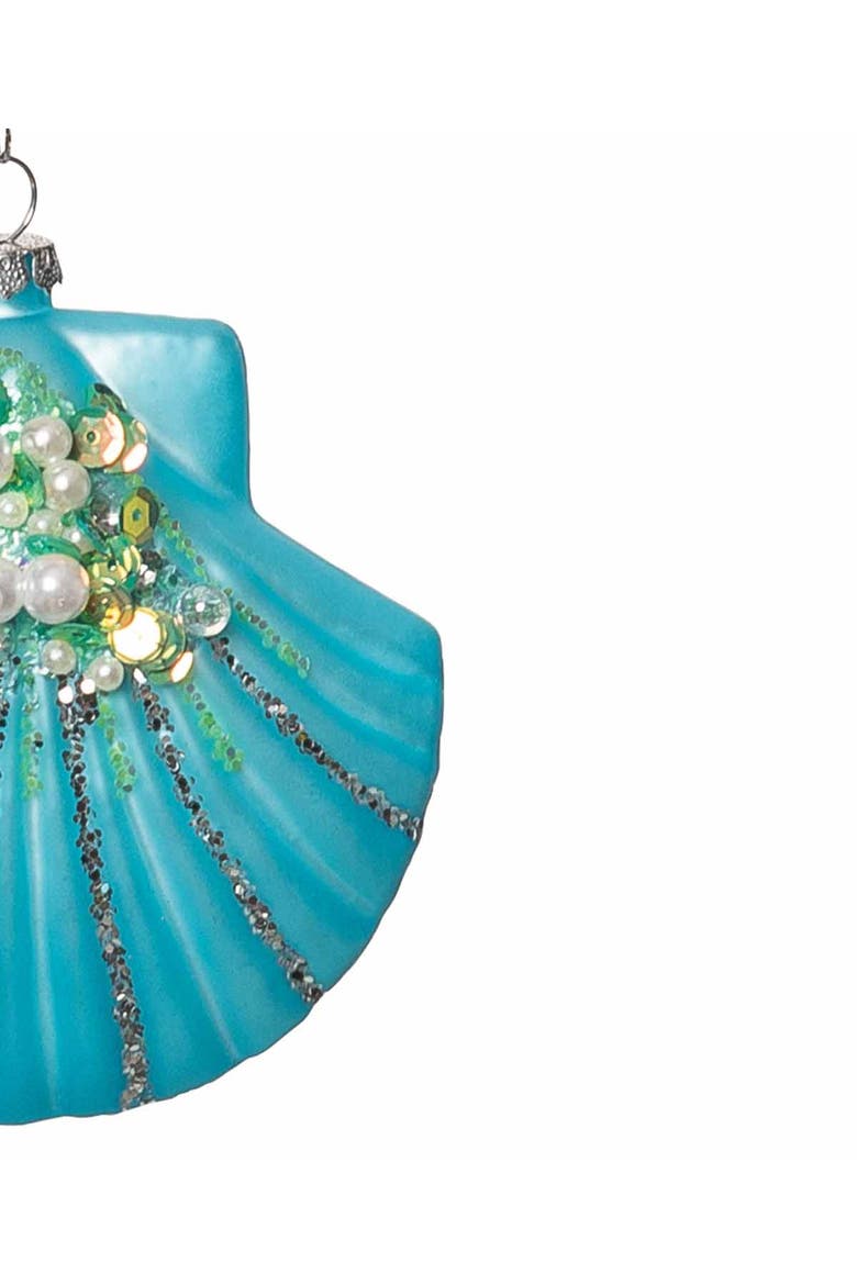 Scallop Shell Glass Ornament, Alternate, color, Blue