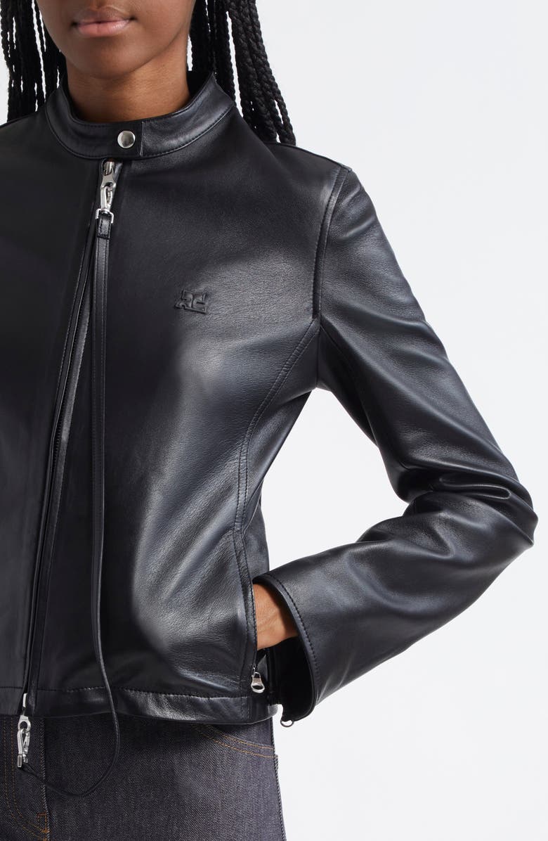 Courrèges City Leather Biker Jacket, Alternate, color, 