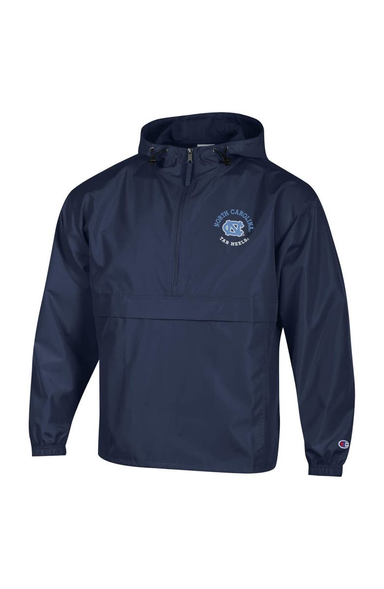 Champion Men's Champion Navy North Carolina Tar Heels Packable Hooded Windbreaker Half-Zip Jacket, Alternate, color, Navy