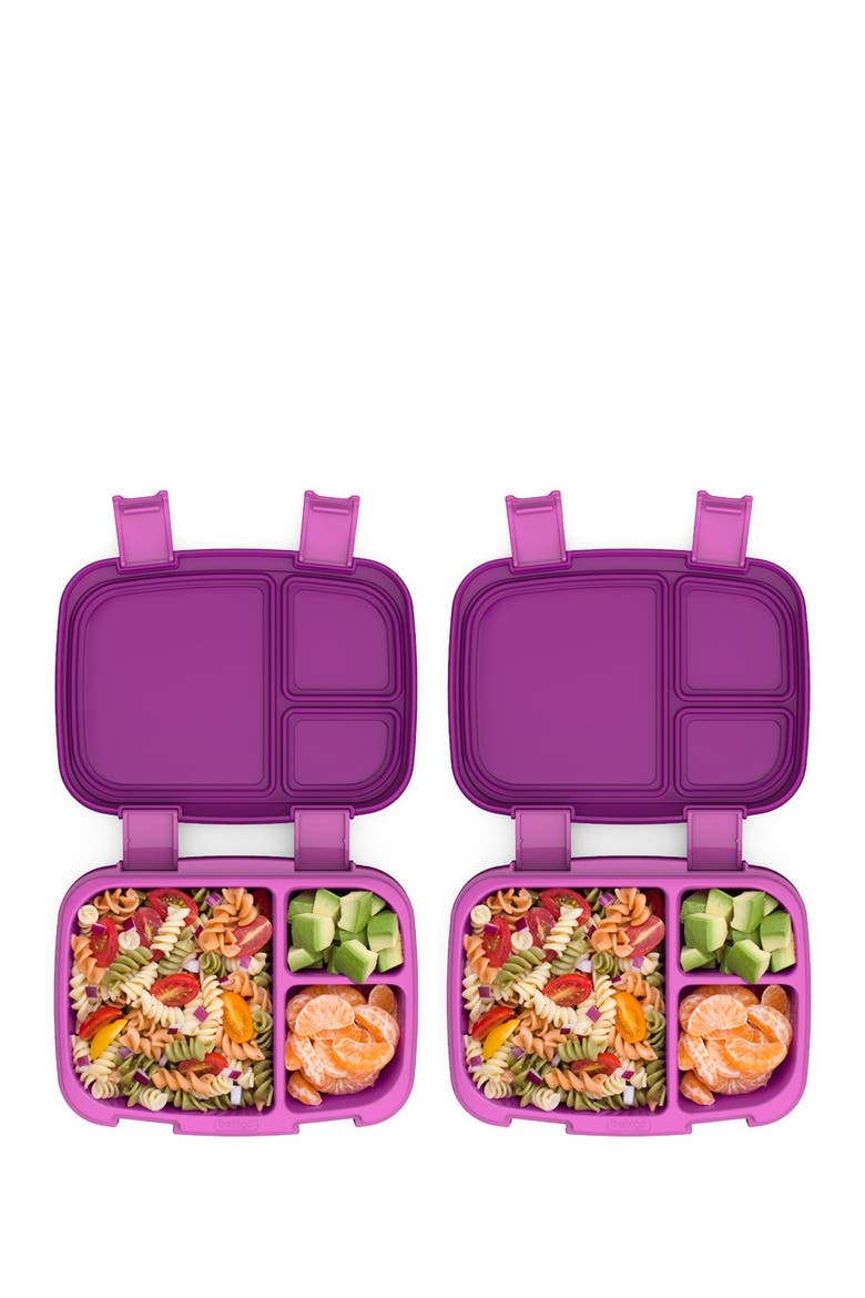 2-Pack of Fresh Leak-Proof Versatile 4-Compartment Bento-Style Lunch Box - Aqua, Alternate, color, PURPLE