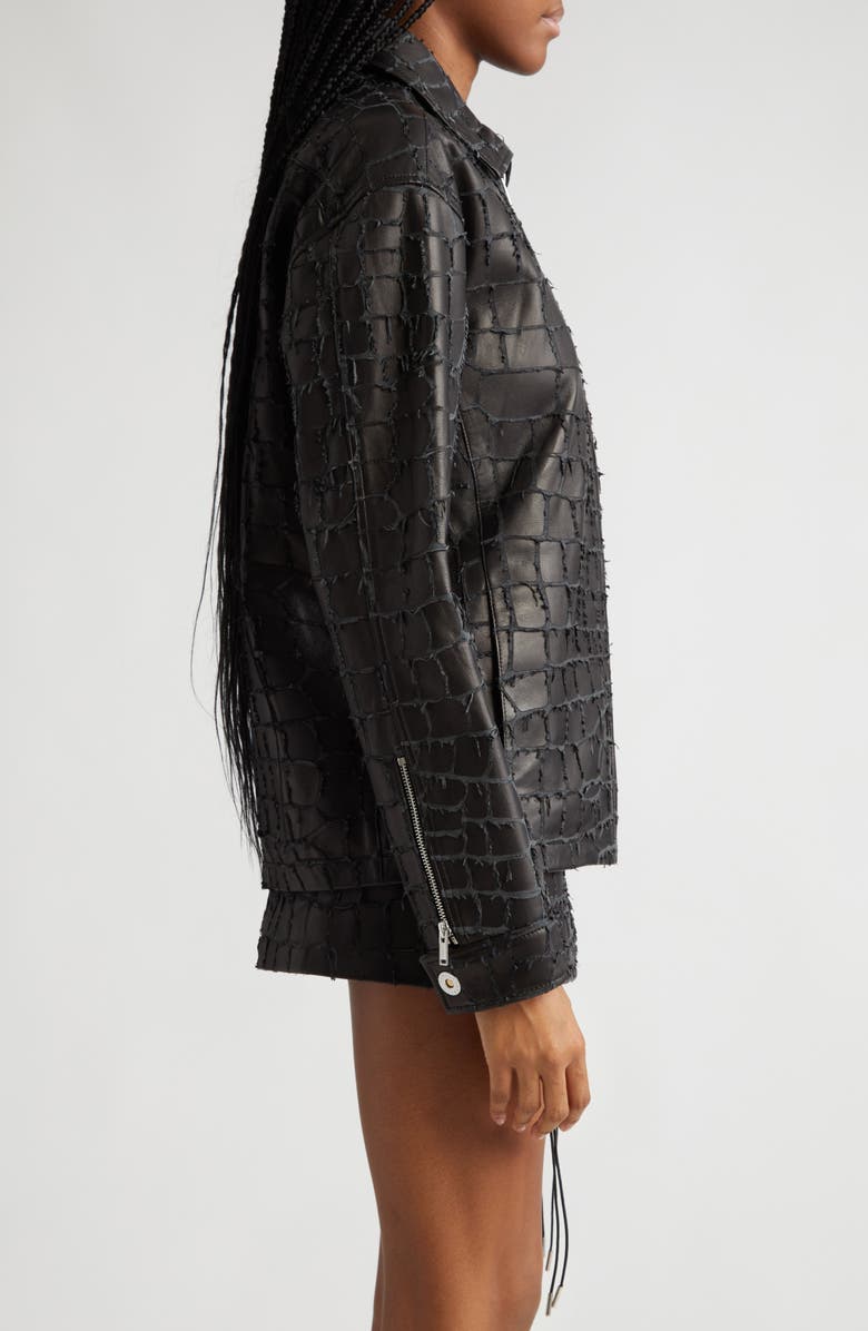 Dion Lee Snakeskin Etched Lambskin Leather Jacket, Alternate, color, 