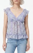 BY DESIGN Honey Paisley Lace Trim Peplum Top