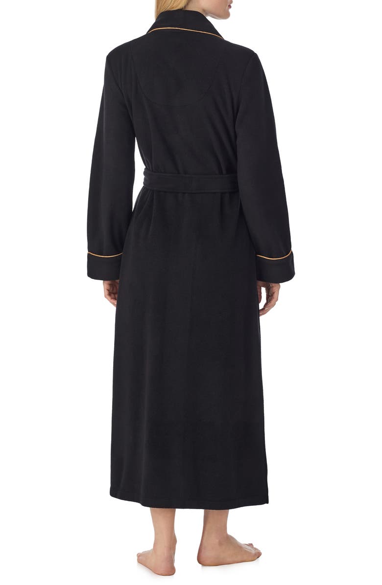 Lauren Ralph Lauren Monogram Fleece Robe, Alternate, color, Black
