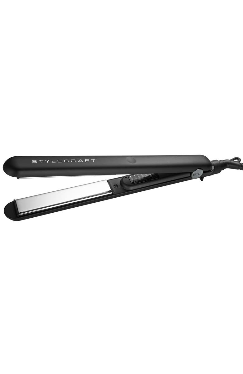 STYLECRAFT Stay-Temp 1-Inch Titanium Ultra-Thin Plate Professional Hair Straightener, Alternate, color, Black