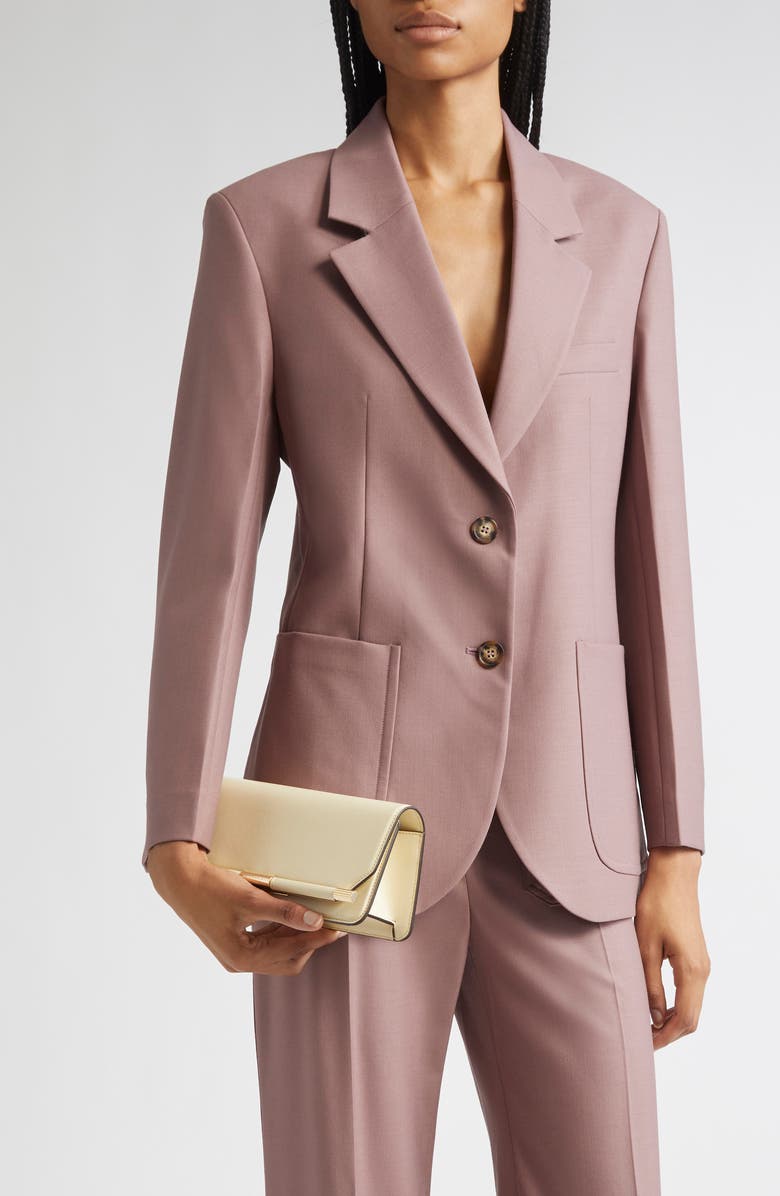 Victoria Beckham 202 Leather Clutch, Alternate, color, Ivory