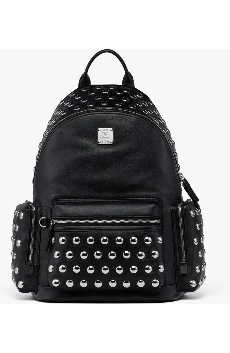 MCM Medium Stark Backpack in Galactic Gala Lamb Leather, Main, color, Black
