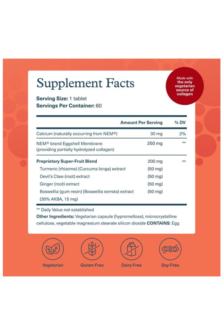 Joint Collagen Vegetarian Supplement with Eggshell Membrane and Boswellia Extract 60 Vegetarian Capsules, Alternate, color, None