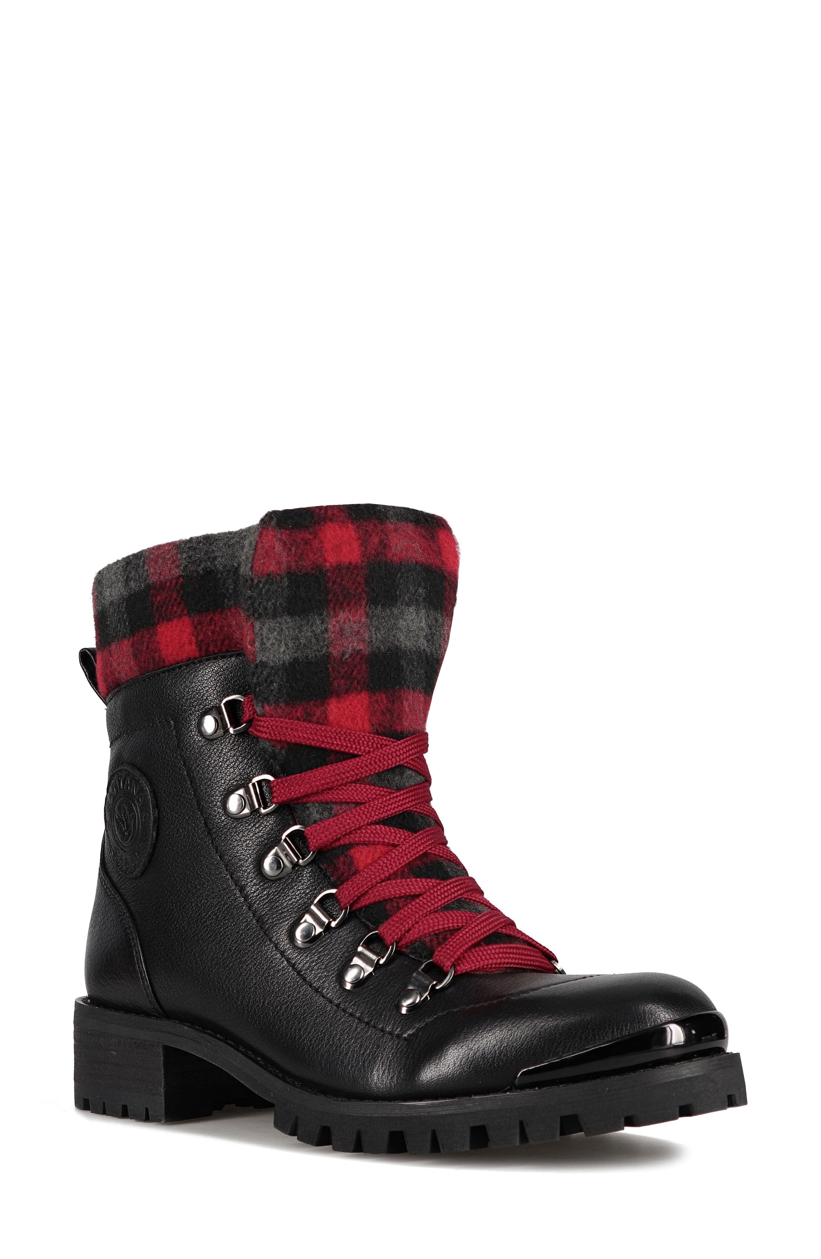 Niko Water Resistant Winter Boot, Main, color, BLACK / PLAID FABRIC