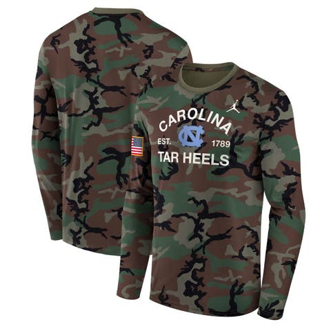 Men's Jordan Brand Camo North Carolina Tar Heels 2025 Military Appreciation Legend Dri-FIT Long Sleeve T-Shirt