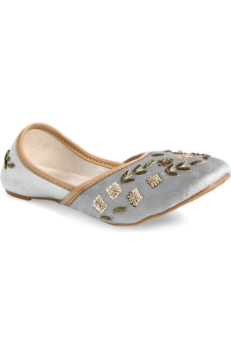 FUCHSIA Nawal Embroidered Flat, Main, color, Gray