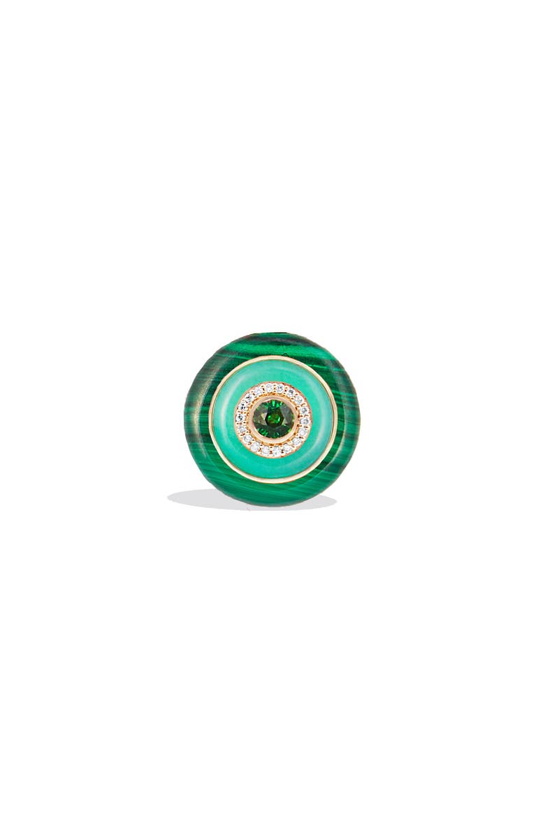 Campbell + Charlotte Evolve Stone Inlay Cocktail Ring, Main, color, Green- Gold