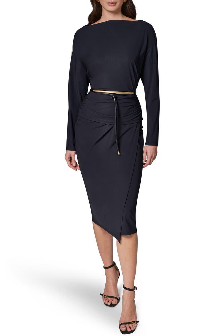 Front Slit Long Sleeve Dress, Alternate, color, BLACK
