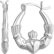 CANDELA JEWELRY Sterling Silver Claddagh Huggie Hoop Earrings