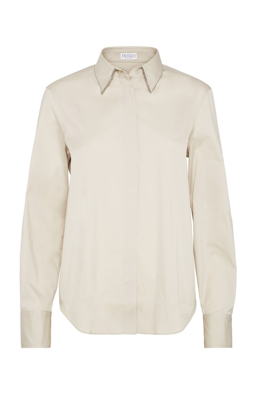Brunello Cucinelli Shirt With Monili In Cool Beige