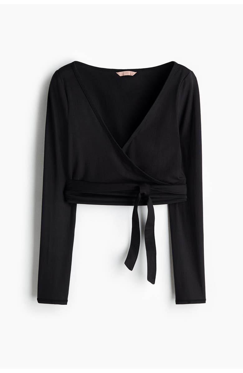 H&M Brushed Jersey Wrap Top, Main, color, Black