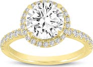 LuvMyJewelry Niri 14K Yellow Gold Round Lab Grown Halo Cathedral Diamond Ring - 2.45 Ct